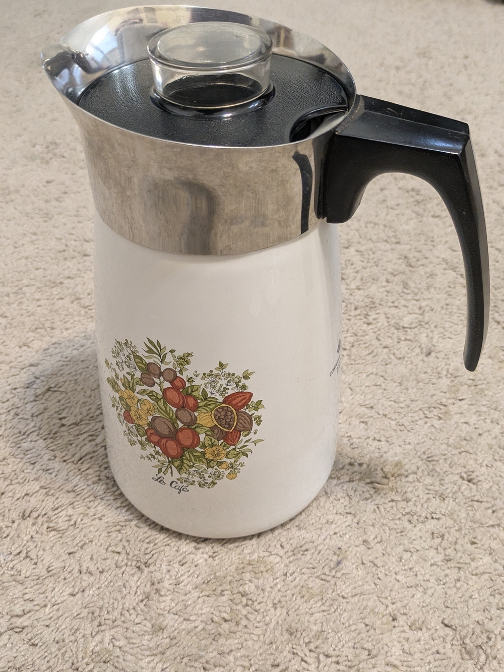 Corningware Spice Of Life Le Cafe Percolater P-149  10 Cup With Lid